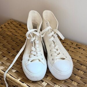 Amazon White Canvas High-Top Sneakers